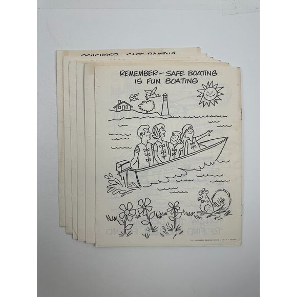 Water 'N Kids Coloring Book Lot of (6), 1981 U.S. Coast Guard Auxiliary - Picture 2 of 4